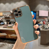 Ottwn Solid Plating Lens Protection Phone Case For iPhone 12 Pro Max 11 13 Pro Max X XR XS Max 7 8 6 Plus SE 2020 Soft TPU Cover