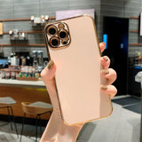 Ottwn Solid Plating Lens Protection Phone Case For iPhone 12 Pro Max 11 13 Pro Max X XR XS Max 7 8 6 Plus SE 2020 Soft TPU Cover