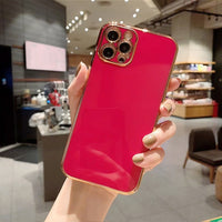 Ottwn Solid Plating Lens Protection Phone Case For iPhone 12 Pro Max 11 13 Pro Max X XR XS Max 7 8 6 Plus SE 2020 Soft TPU Cover