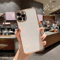 Ottwn Solid Plating Lens Protection Phone Case For iPhone 12 Pro Max 11 13 Pro Max X XR XS Max 7 8 6 Plus SE 2020 Soft TPU Cover