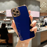 Ottwn Solid Plating Lens Protection Phone Case For iPhone 12 Pro Max 11 13 Pro Max X XR XS Max 7 8 6 Plus SE 2020 Soft TPU Cover