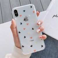 Phone Case For iPhone 13 12 11 6 6s 7 8 Plus X XR 11Pro XS Max Transparent Cute Cartoon Love Heart Soft TPU For iPhone 12 Cover