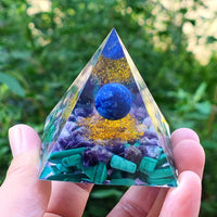 Energy Generator Orgone Pyramid Amethyst Peridot Healing Natural Crystal Reiki Chakra Generator Orgonite Pyramid Meditation Tool