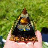 Energy Generator Orgone Pyramid Amethyst Peridot Healing Natural Crystal Reiki Chakra Generator Orgonite Pyramid Meditation Tool