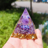 Energy Generator Orgone Pyramid Amethyst Peridot Healing Natural Crystal Reiki Chakra Generator Orgonite Pyramid Meditation Tool