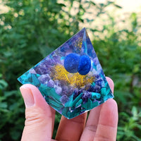 Energy Generator Orgone Pyramid Amethyst Peridot Healing Natural Crystal Reiki Chakra Generator Orgonite Pyramid Meditation Tool