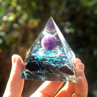 Energy Generator Orgone Pyramid Amethyst Peridot Healing Natural Crystal Reiki Chakra Generator Orgonite Pyramid Meditation Tool