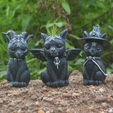 Halloween Magic Cat Kitty Sculpture Lawn Gnome Figurine Desktop Sculpture Horror Statue Home Garden Yard Decor Holiday Gifts