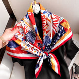 Women Scarf Silk Feeling Hair Neck Scarves Square Brand Office Printing Hotel Waiter Flight Attendants Handkerchief Rings 2021