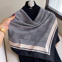 Women Scarf Silk Feeling Hair Neck Scarves Square Brand Office Printing Hotel Waiter Flight Attendants Handkerchief Rings 2021