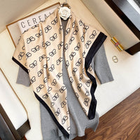 Women Scarf Silk Feeling Hair Neck Scarves Square Brand Office Printing Hotel Waiter Flight Attendants Handkerchief Rings 2021