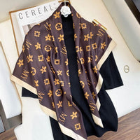 Women Scarf Silk Feeling Hair Neck Scarves Square Brand Office Printing Hotel Waiter Flight Attendants Handkerchief Rings 2021