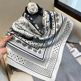 Women Scarf Silk Feeling Hair Neck Scarves Square Brand Office Printing Hotel Waiter Flight Attendants Handkerchief Rings 2021