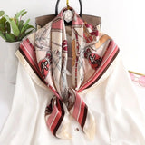 Women Scarf Silk Feeling Hair Neck Scarves Square Brand Office Printing Hotel Waiter Flight Attendants Handkerchief Rings 2021