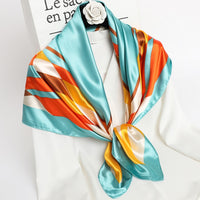 Women Scarf Silk Feeling Hair Neck Scarves Square Brand Office Printing Hotel Waiter Flight Attendants Handkerchief Rings 2021