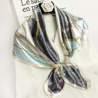 Women Scarf Silk Feeling Hair Neck Scarves Square Brand Office Printing Hotel Waiter Flight Attendants Handkerchief Rings 2021