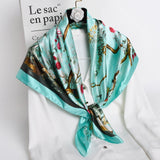 Women Scarf Silk Feeling Hair Neck Scarves Square Brand Office Printing Hotel Waiter Flight Attendants Handkerchief Rings 2021