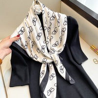 Women Scarf Silk Feeling Hair Neck Scarves Square Brand Office Printing Hotel Waiter Flight Attendants Handkerchief Rings 2021