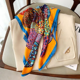 2021 Summer Luxury Brand Silk Scarf Square Women Shawls And Wraps Fashion Office Small Hair Neck Hijabs Foulard Scarves 70*70cm