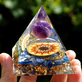 Energy Generator Orgone Pyramid Amethyst Peridot Healing Natural Crystal Reiki Chakra Generator Orgonite Pyramid Meditation Tool