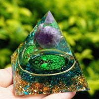 Energy Generator Orgone Pyramid Amethyst Peridot Healing Natural Crystal Reiki Chakra Generator Orgonite Pyramid Meditation Tool