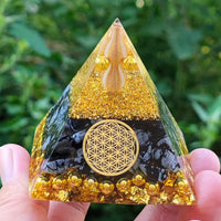 Energy Generator Orgone Pyramid Amethyst Peridot Healing Natural Crystal Reiki Chakra Generator Orgonite Pyramid Meditation Tool