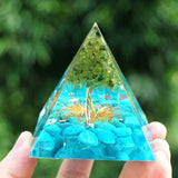 Energy Generator Orgone Pyramid Amethyst Peridot Healing Natural Crystal Reiki Chakra Generator Orgonite Pyramid Meditation Tool