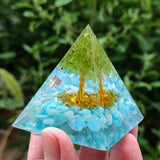 Energy Generator Orgone Pyramid Amethyst Peridot Healing Natural Crystal Reiki Chakra Generator Orgonite Pyramid Meditation Tool