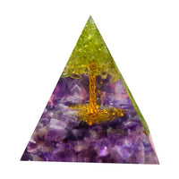 Energy Generator Orgone Pyramid Amethyst Peridot Healing Natural Crystal Reiki Chakra Generator Orgonite Pyramid Meditation Tool