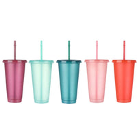 5PCS Flash Powder Water Bottles For Girl With Straw Reusable Hard Plastic Tumbler With lid Coffee Cup Drinkware Christmas Gift