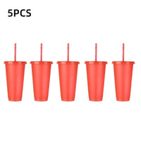 5PCS Flash Powder Water Bottles For Girl With Straw Reusable Hard Plastic Tumbler With lid Coffee Cup Drinkware Christmas Gift