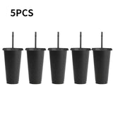 5PCS Flash Powder Water Bottles For Girl With Straw Reusable Hard Plastic Tumbler With lid Coffee Cup Drinkware Christmas Gift