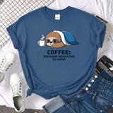 Tshirt For Woman Tsundere Cat Drinking Tea Women's Tshirt Oversize Fashion Women Clothing Funny Korean Style T-Shirts For Woman