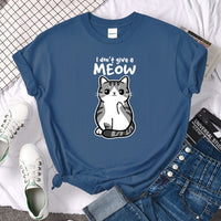 Tshirt For Woman Tsundere Cat Drinking Tea Women's Tshirt Oversize Fashion Women Clothing Funny Korean Style T-Shirts For Woman