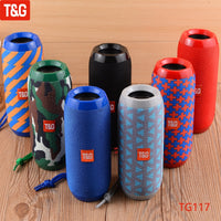 T&G TG117 Portable Bluetooth Speaker Wireless Bass Column Waterproof Outdoor Music Vibro Speakers TF Card Subwoofer Loudspeaker