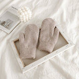 New Women Winter Keep Warm Plus Cashmere Solid Elasticity Soft Full Fingers Mittens Gloves Imitation Rabbit Fur Knitted Cute