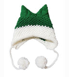 BomHCS Cute Fox Ears Beanie Winter Warm 100% Handmade Knit Hat