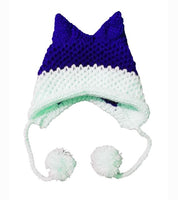 BomHCS Cute Fox Ears Beanie Winter Warm 100% Handmade Knit Hat