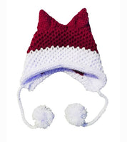 BomHCS Cute Fox Ears Beanie Winter Warm 100% Handmade Knit Hat