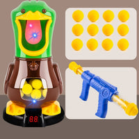 Novelty Shooting Toys with Light Hungry Shooting Duck Air-powered Gun Soft Bullet Ball Electronic Scoring Battle Games Kid Gift