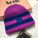 AC Studios Smiling face Beanie Skull Caps knitted Cashmere Eye Warm Couple Lovers Acne Hats Tide Street Hip-hop Wool Cap Adult