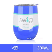 Swig Wine Cups Swig Cup Insulated Thermos Coffee Mug Vacuum Thermos Cup Travel Mug Swig Tumber 9OZ Egg Shaped cup Wine beer Mug