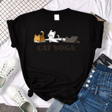 Tshirt For Woman Tsundere Cat Drinking Tea Women's Tshirt Oversize Fashion Women Clothing Funny Korean Style T-Shirts For Woman