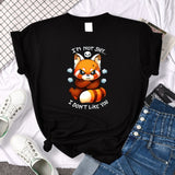 Tshirt For Woman Tsundere Cat Drinking Tea Women's Tshirt Oversize Fashion Women Clothing Funny Korean Style T-Shirts For Woman