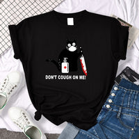 Tshirt For Woman Tsundere Cat Drinking Tea Women's Tshirt Oversize Fashion Women Clothing Funny Korean Style T-Shirts For Woman