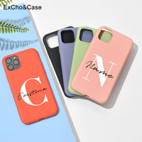 Custom Capital Letters Name For iphone 11 12 Pro Max Phone Case For X XS XR 7 8 Plus 6 6S Silicone Cover DIY Logo Picture Design