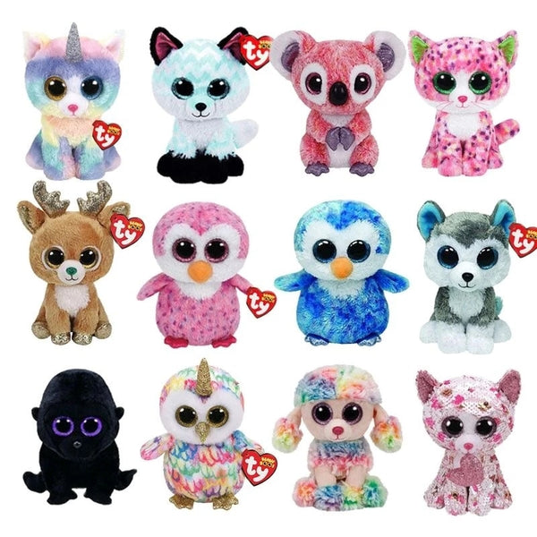 Ty Beanie Boos Big Eyes Unicorn Fox Cat Penguin Poodle Owl Plush Stuffed Animal Super Soft Bedside Toys Doll Gift For Kids 15CM