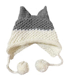 BomHCS Cute Fox Ears Beanie Winter Warm 100% Handmade Knit Hat