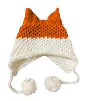 BomHCS Cute Fox Ears Beanie Winter Warm 100% Handmade Knit Hat