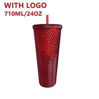 1PC Diamond Radiant Goddess Cup With LOGO 710ml Summer Cold Water Cup Tumbler With Straw Double Layer Plastic Durian Coffee Mug